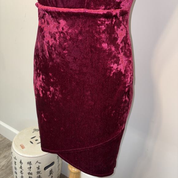 Charlotte Russe Crushed Velvet Bodycon Faux Wrap Choker Neck Gold Zip Mini Med - Picture 6 of 16